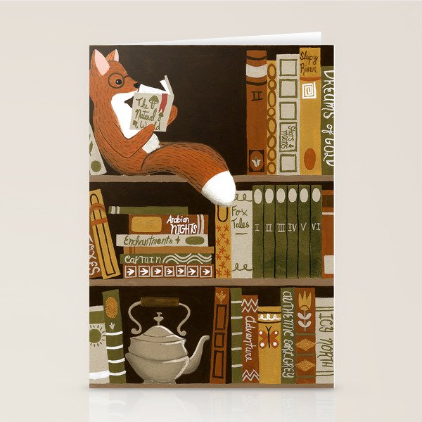 fox bookshelf Stationery Card Gallery Image 1
