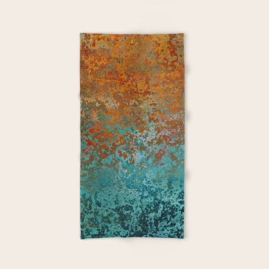 Vintage Copper and Teal Rust Hand & Bath Towel Gallery Image 2