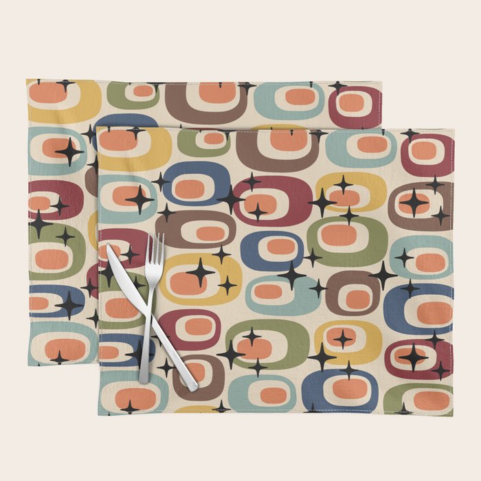 Retro Mid Century Modern Atomic Pattern Placemat Gallery Image 1