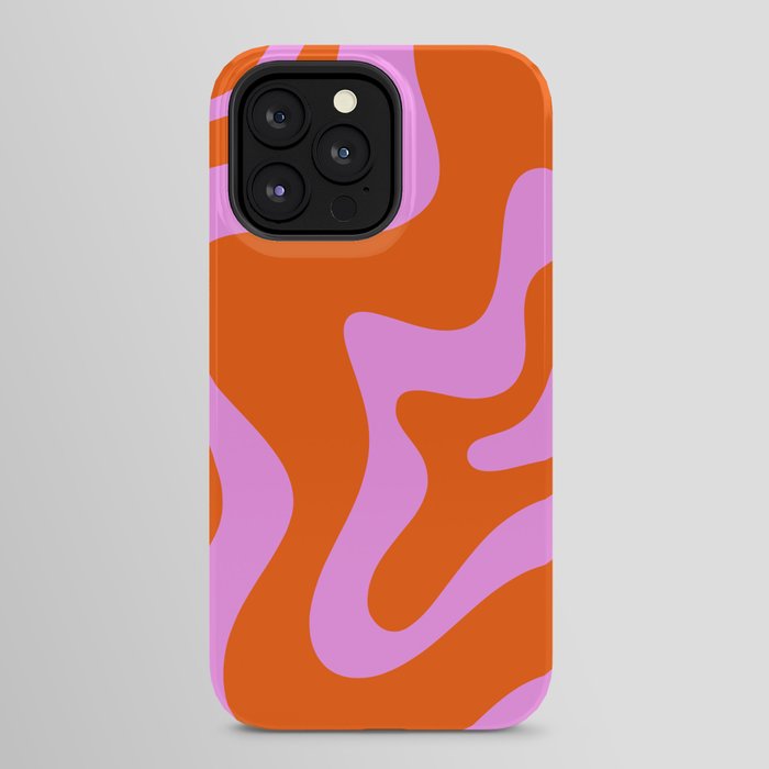 Retro Liquid Swirl Abstract Pattern in Hot Pink and Red-Orange iPhone Case Gallery Image 24