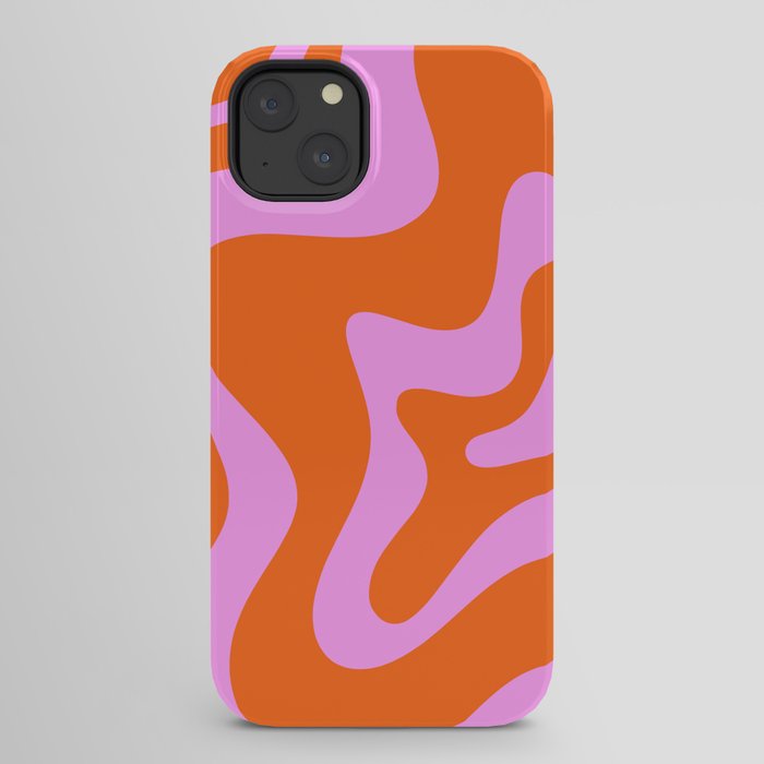 Retro Liquid Swirl Abstract Pattern in Hot Pink and Red-Orange iPhone Case Gallery Image 30