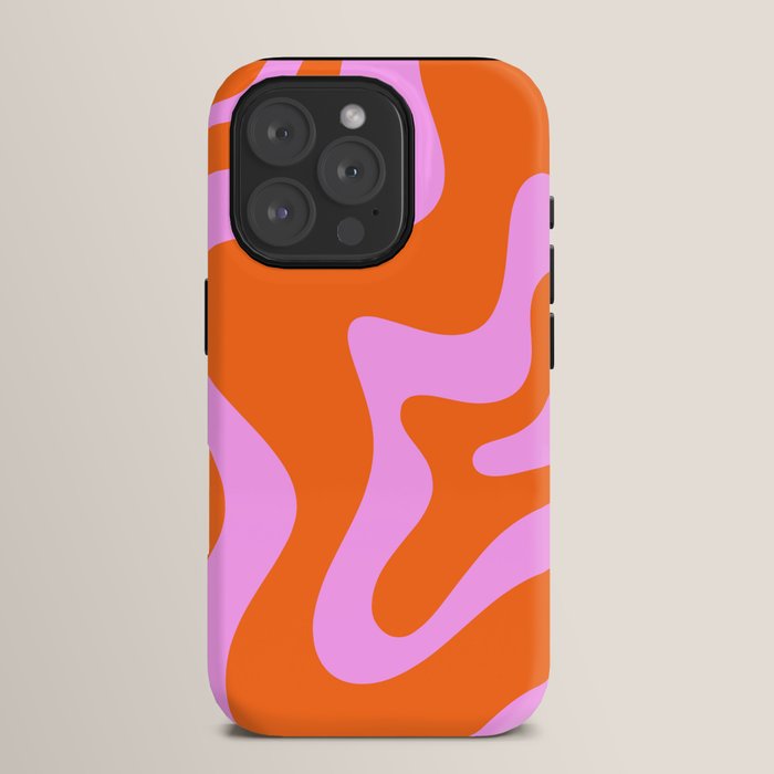Retro Liquid Swirl Abstract Pattern in Hot Pink and Red-Orange iPhone Case Gallery Image 15