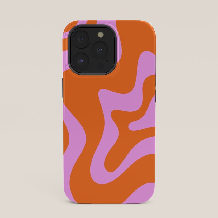 Retro Liquid Swirl Abstract Pattern in Hot Pink and Red-Orange iPhone Case Gallery Image 35