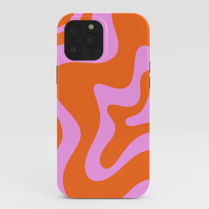 Retro Liquid Swirl Abstract Pattern in Hot Pink and Red-Orange iPhone Case Gallery Image 40