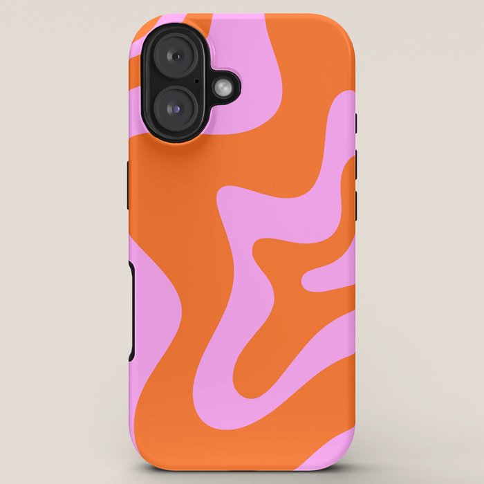 Retro Liquid Swirl Abstract Pattern in Hot Pink and Red-Orange iPhone Case Gallery Image 5
