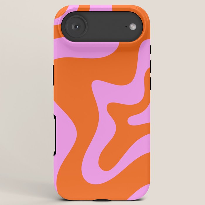 Retro Liquid Swirl Abstract Pattern in Hot Pink and Red-Orange iPhone Case Gallery Image 6