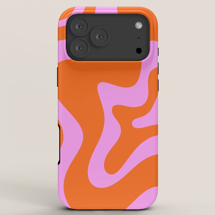 Retro Liquid Swirl Abstract Pattern in Hot Pink and Red-Orange iPhone Case Gallery Image 8