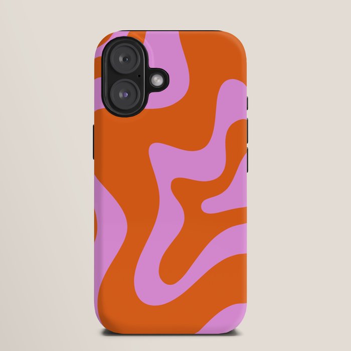 Retro Liquid Swirl Abstract Pattern in Hot Pink and Red-Orange iPhone Case Gallery Image 9