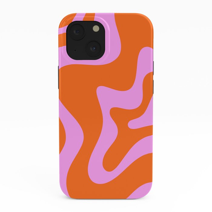 Retro Liquid Swirl Abstract Pattern in Hot Pink and Red-Orange iPhone Case Gallery Image 38