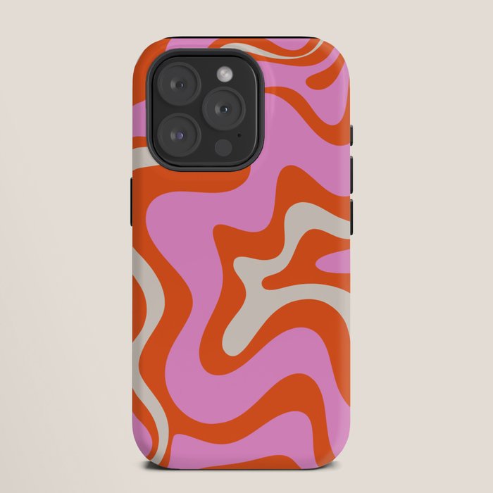 Retro Liquid Swirl Abstract Pattern Bright Pink Orange Cream iPhone Case Gallery Image 11