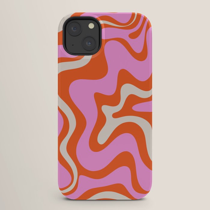Retro Liquid Swirl Abstract Pattern Bright Pink Orange Cream iPhone Case Gallery Image 26