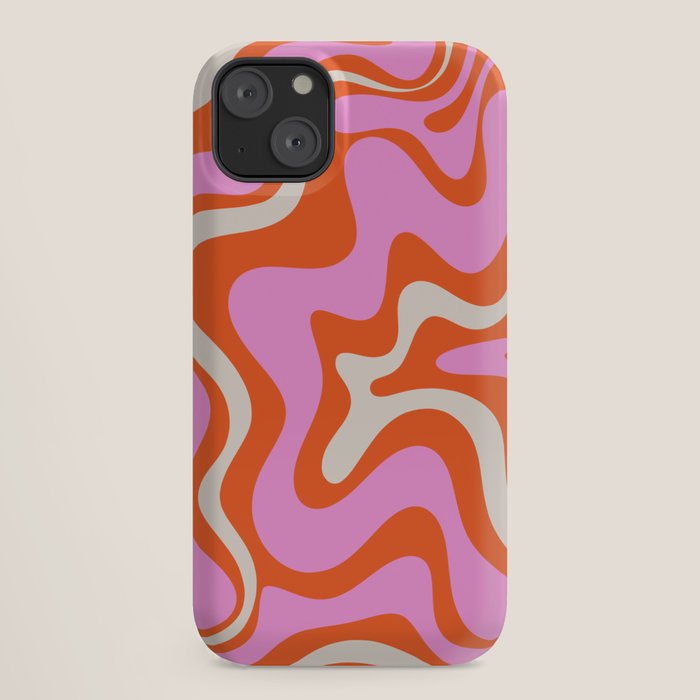 Retro Liquid Swirl Abstract Pattern Bright Pink Orange Cream iPhone Case Gallery Image 18
