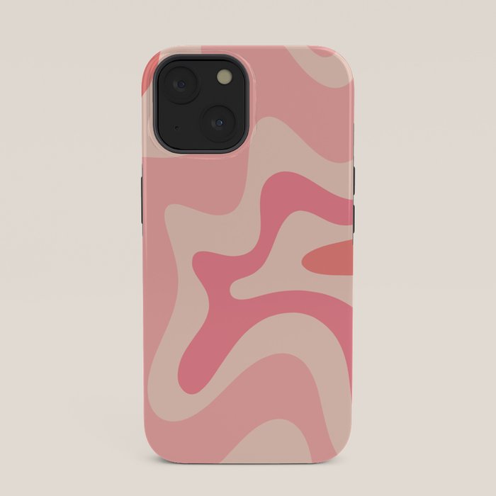 Retro Liquid Swirl Abstract Pattern Square In Blush Pink Tones iPhone Case Gallery Image 33