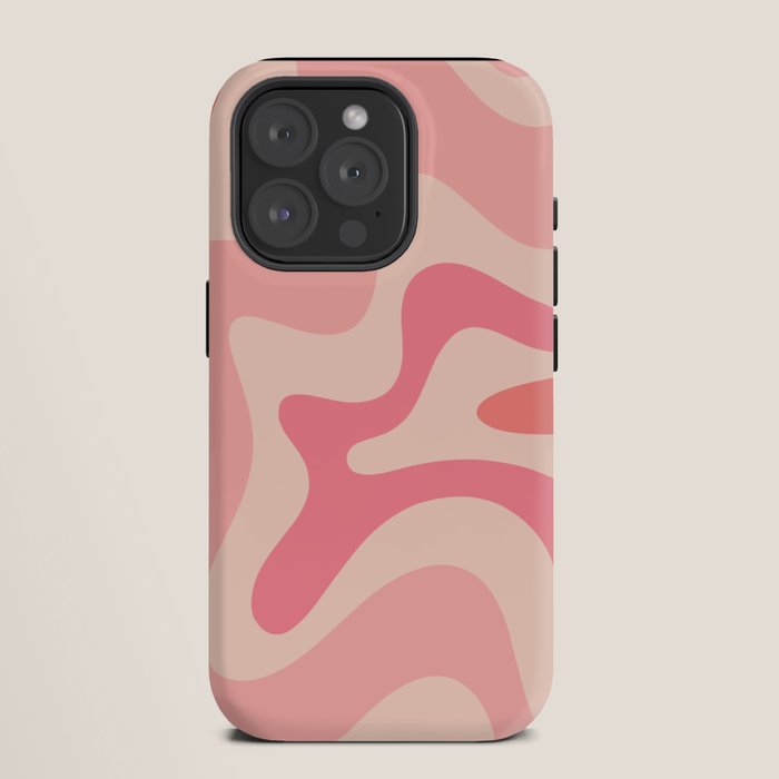 Retro Liquid Swirl Abstract Pattern Square In Blush Pink Tones iPhone Case Gallery Image 11