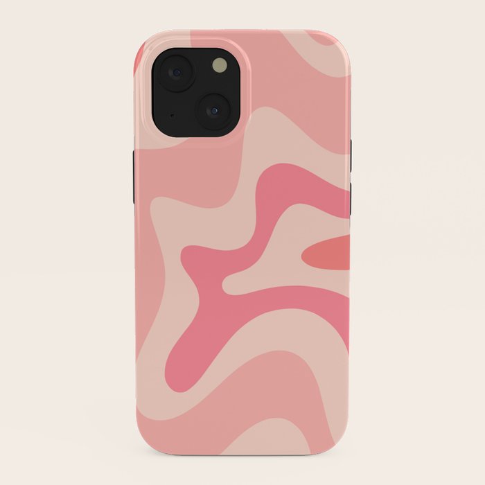 Retro Liquid Swirl Abstract Pattern Square In Blush Pink Tones iPhone Case Gallery Image 38