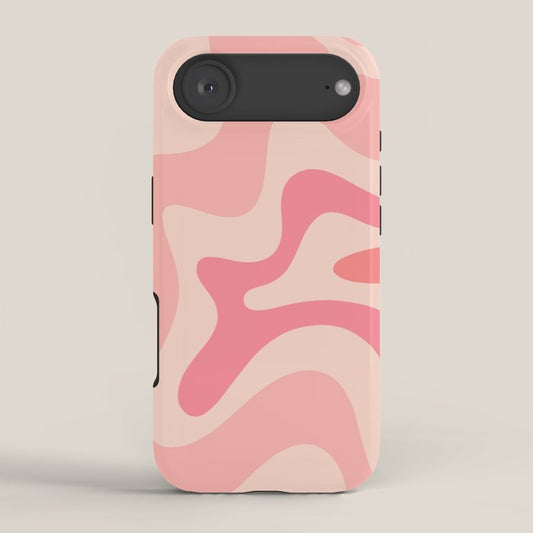 Retro Liquid Swirl Abstract Pattern Square In Blush Pink Tones iPhone Case Gallery Image 2