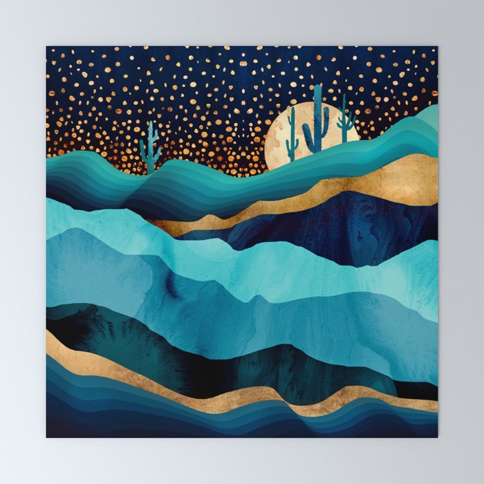 Indigo Desert Night Mini Art Print Gallery Image 6