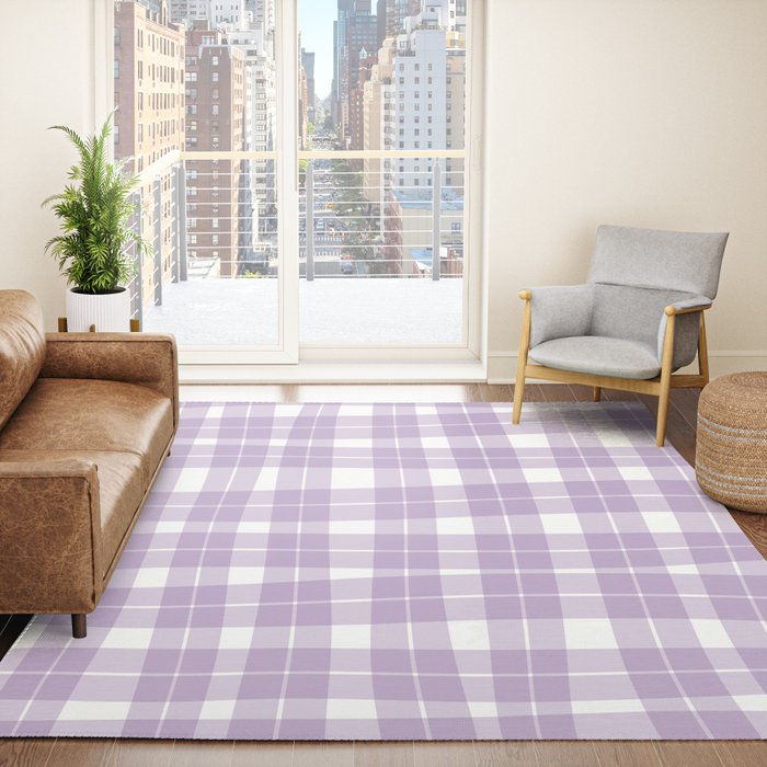 Wavy Plaid Lilac White Rug Gallery Image 4