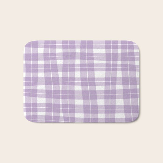 Wavy Plaid Lilac White Bath Mat Gallery Image 1