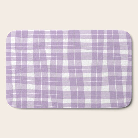 Wavy Plaid Lilac White Bath Mat Gallery Image 2