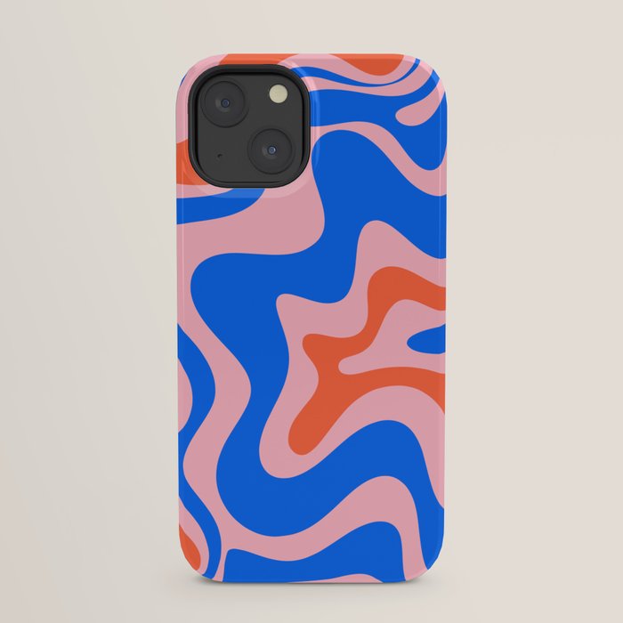 Retro Liquid Swirl Abstract Pattern in Pink, Red-Orange, and Bright Blue iPhone Case Gallery Image 29