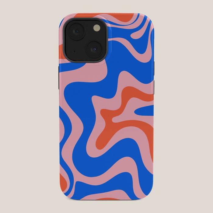 Retro Liquid Swirl Abstract Pattern in Pink, Red-Orange, and Bright Blue iPhone Case Gallery Image 34