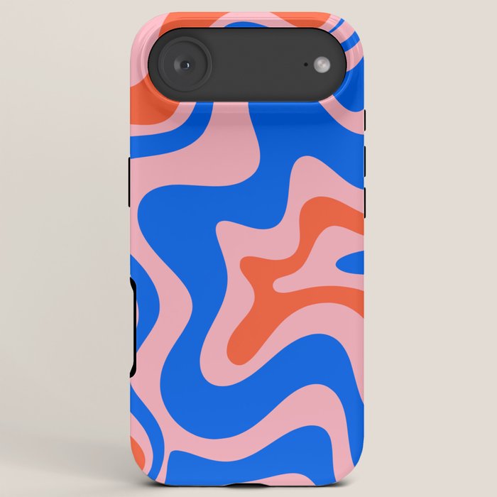 Retro Liquid Swirl Abstract Pattern in Pink, Red-Orange, and Bright Blue iPhone Case Gallery Image 6