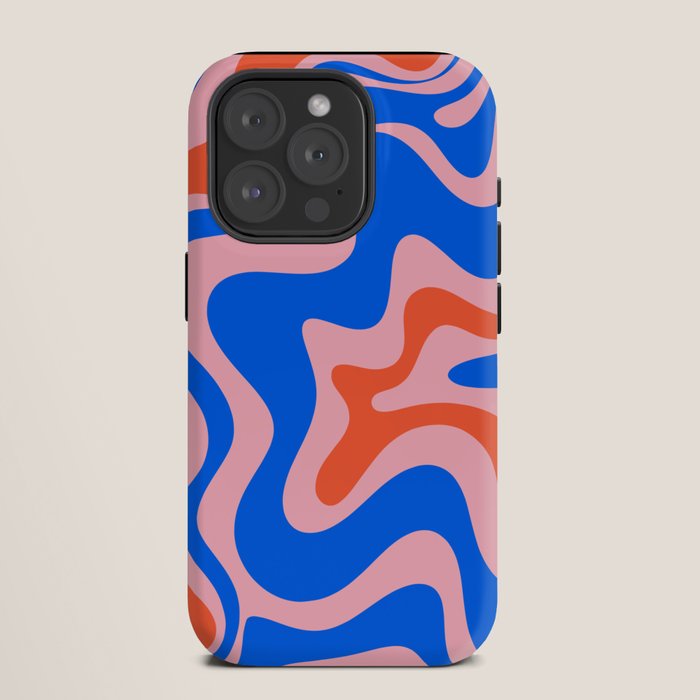 Retro Liquid Swirl Abstract Pattern in Pink, Red-Orange, and Bright Blue iPhone Case Gallery Image 11