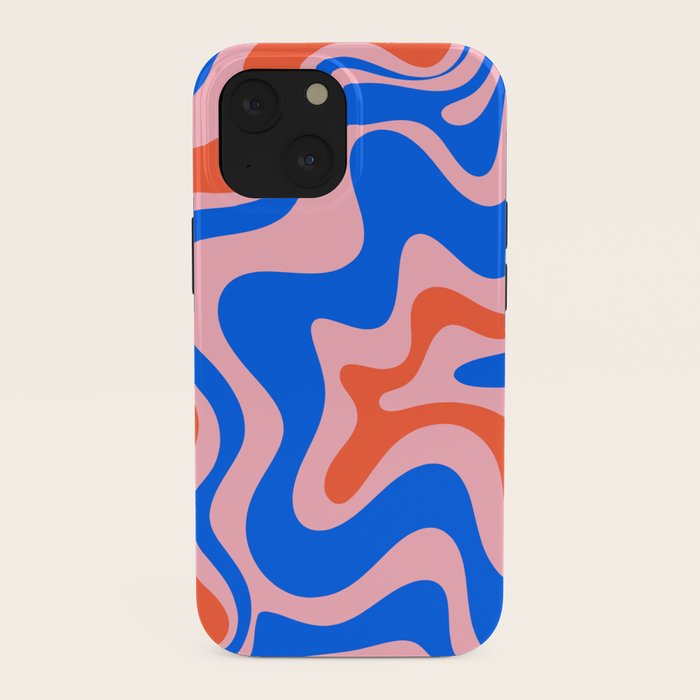 Retro Liquid Swirl Abstract Pattern in Pink, Red-Orange, and Bright Blue iPhone Case Gallery Image 38