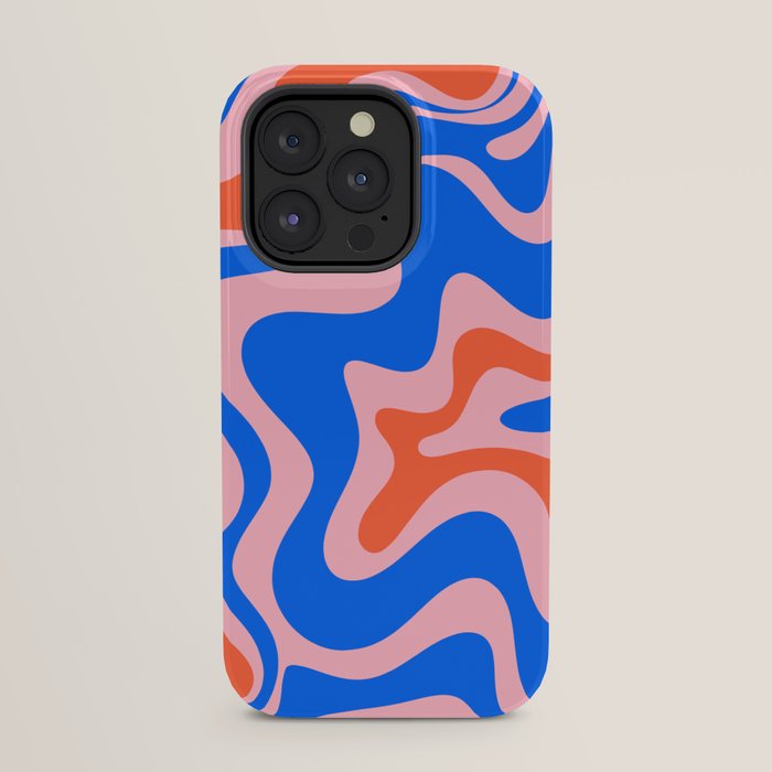 Retro Liquid Swirl Abstract Pattern in Pink, Red-Orange, and Bright Blue iPhone Case Gallery Image 31