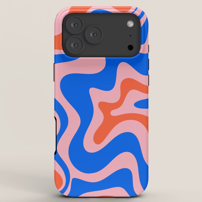 Retro Liquid Swirl Abstract Pattern in Pink, Red-Orange, and Bright Blue iPhone Case Gallery Image 8