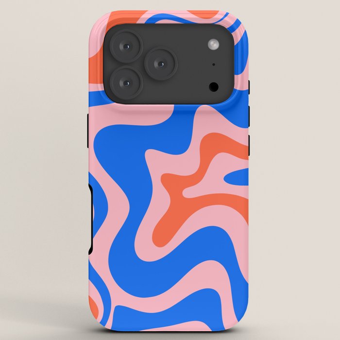 Retro Liquid Swirl Abstract Pattern in Pink, Red-Orange, and Bright Blue iPhone Case Gallery Image 7