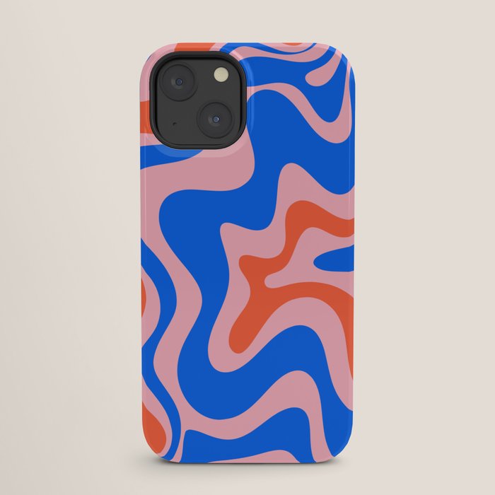 Retro Liquid Swirl Abstract Pattern in Pink, Red-Orange, and Bright Blue iPhone Case Gallery Image 25
