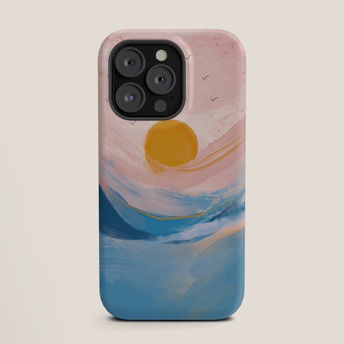 Pink and Blue Abstract Art Ocean and Sunrise iPhone Case Gallery Image 19