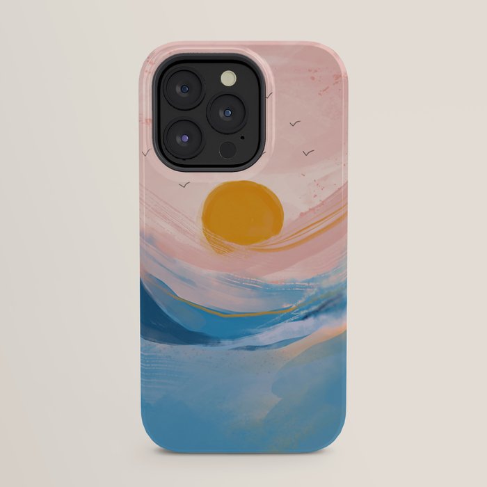 Pink and Blue Abstract Art Ocean and Sunrise iPhone Case Gallery Image 23
