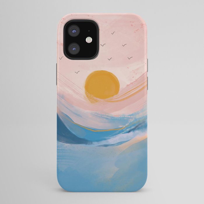 Pink and Blue Abstract Art Ocean and Sunrise iPhone Case Gallery Image 42