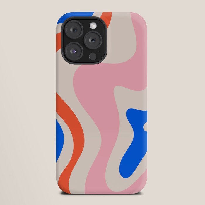 Retro Liquid Swirl Abstract Pattern Square Pink, Orange, and Royal Blue iPhone Case Gallery Image 20