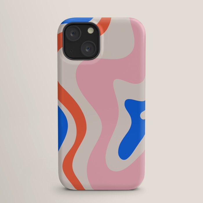 Retro Liquid Swirl Abstract Pattern Square Pink, Orange, and Royal Blue iPhone Case Gallery Image 17