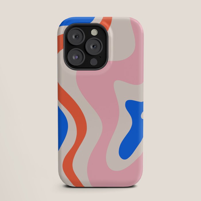 Retro Liquid Swirl Abstract Pattern Square Pink, Orange, and Royal Blue iPhone Case Gallery Image 19