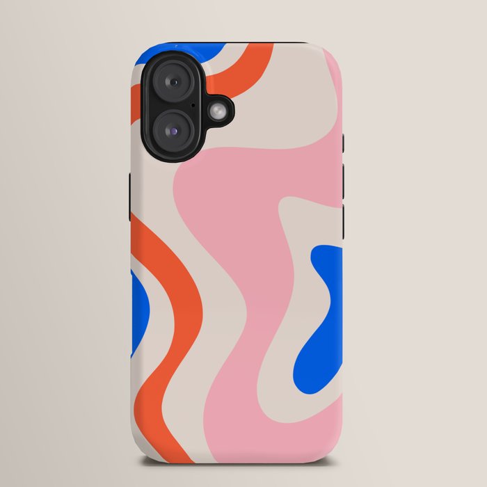 Retro Liquid Swirl Abstract Pattern Square Pink, Orange, and Royal Blue iPhone Case Gallery Image 13