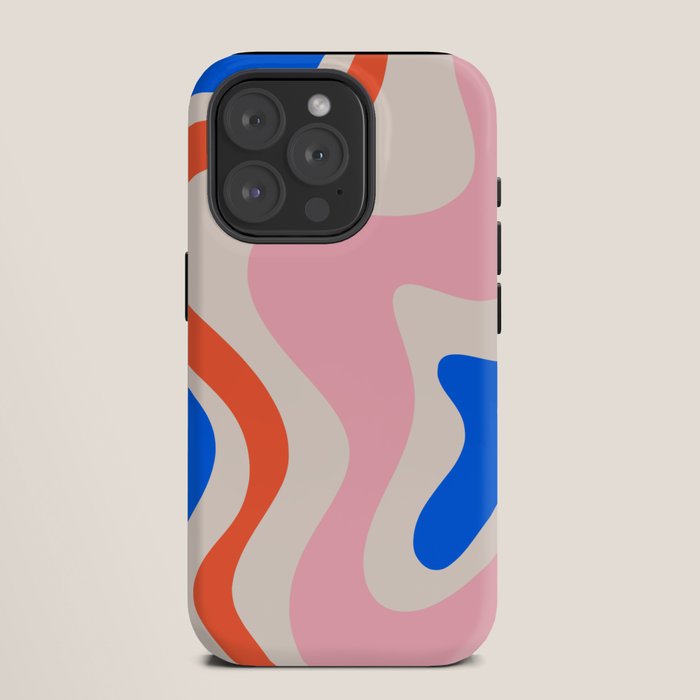 Retro Liquid Swirl Abstract Pattern Square Pink, Orange, and Royal Blue iPhone Case Gallery Image 11