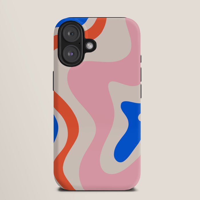 Retro Liquid Swirl Abstract Pattern Square Pink, Orange, and Royal Blue iPhone Case Gallery Image 9