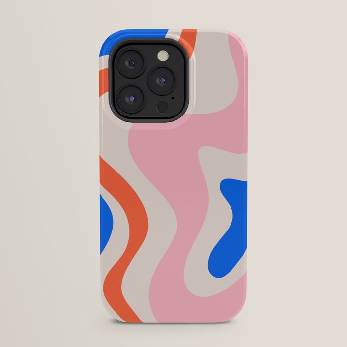 Retro Liquid Swirl Abstract Pattern Square Pink, Orange, and Royal Blue iPhone Case Gallery Image 31