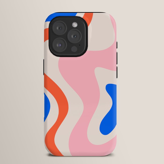 Retro Liquid Swirl Abstract Pattern Square Pink, Orange, and Royal Blue iPhone Case Gallery Image 15