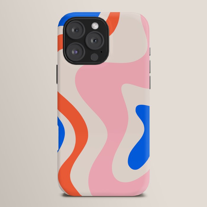 Retro Liquid Swirl Abstract Pattern Square Pink, Orange, and Royal Blue iPhone Case Gallery Image 16