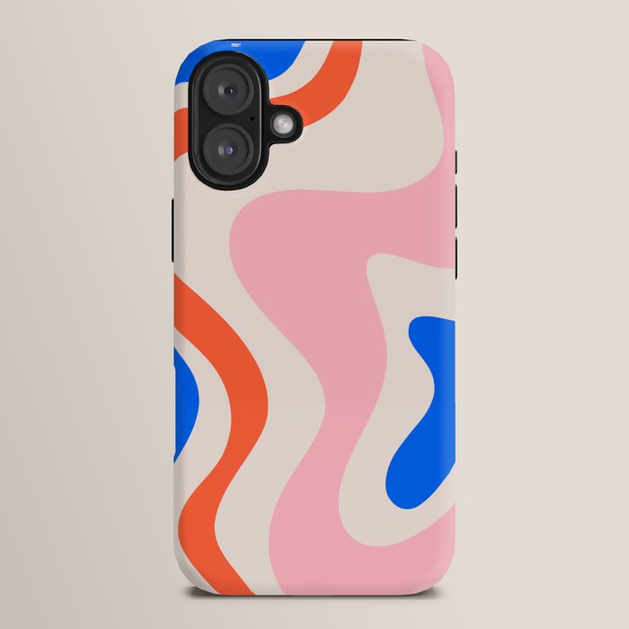 Retro Liquid Swirl Abstract Pattern Square Pink, Orange, and Royal Blue iPhone Case Gallery Image 14
