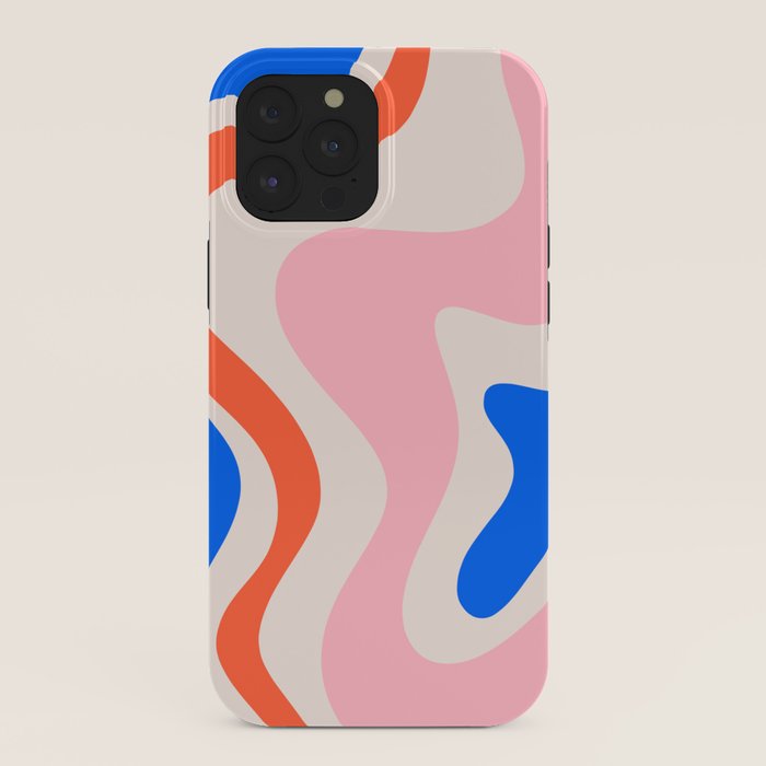 Retro Liquid Swirl Abstract Pattern Square Pink, Orange, and Royal Blue iPhone Case Gallery Image 40