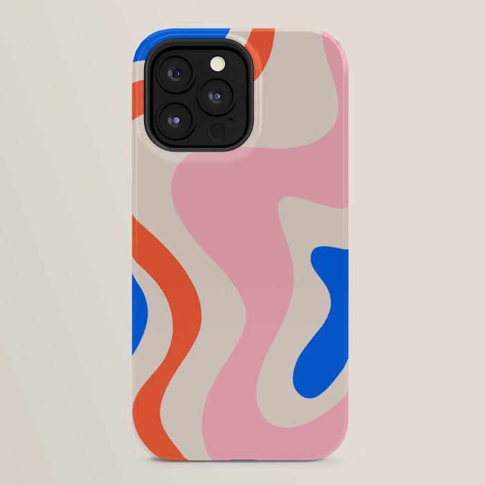 Retro Liquid Swirl Abstract Pattern Square Pink, Orange, and Royal Blue iPhone Case Gallery Image 32