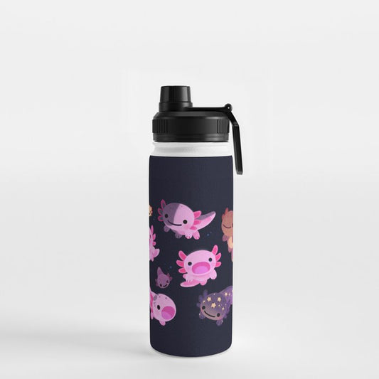Happy axolotl - dark Water Bottle Gallery Image 2