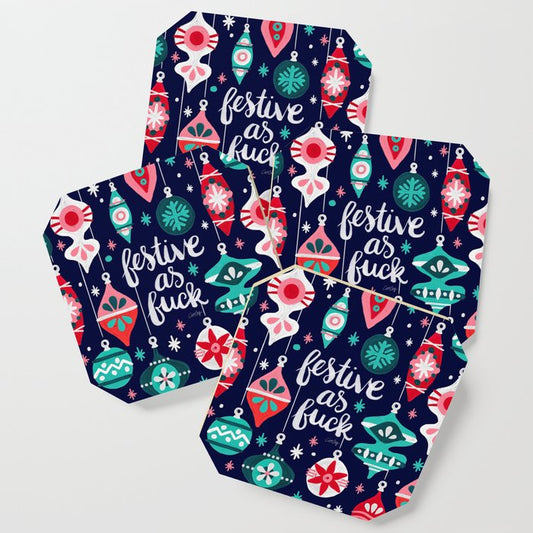 Festive As Fuck - Navy Palette Coaster Gallery Image 1